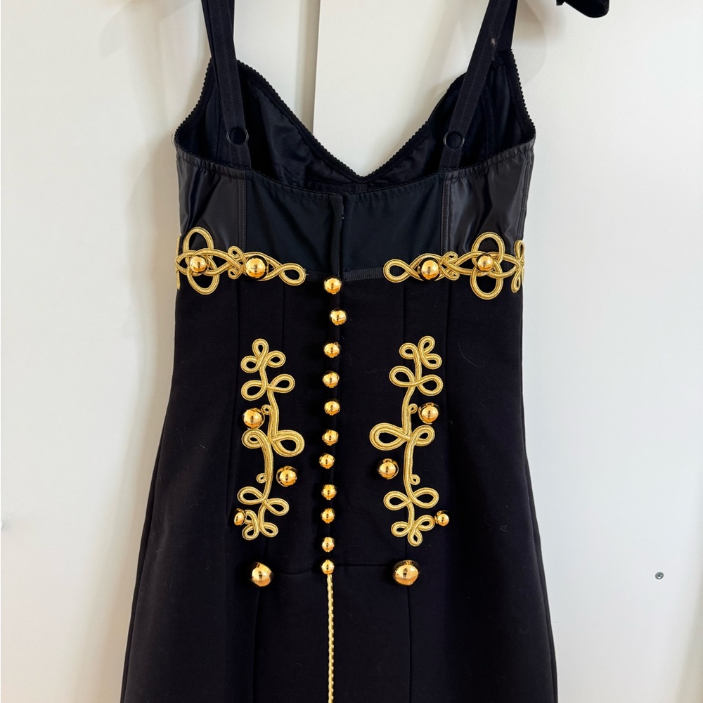 Dolce & Gabbana Runway Black Mini Dress with Gold Embellishment size IT 44 - Picture 11 of 16